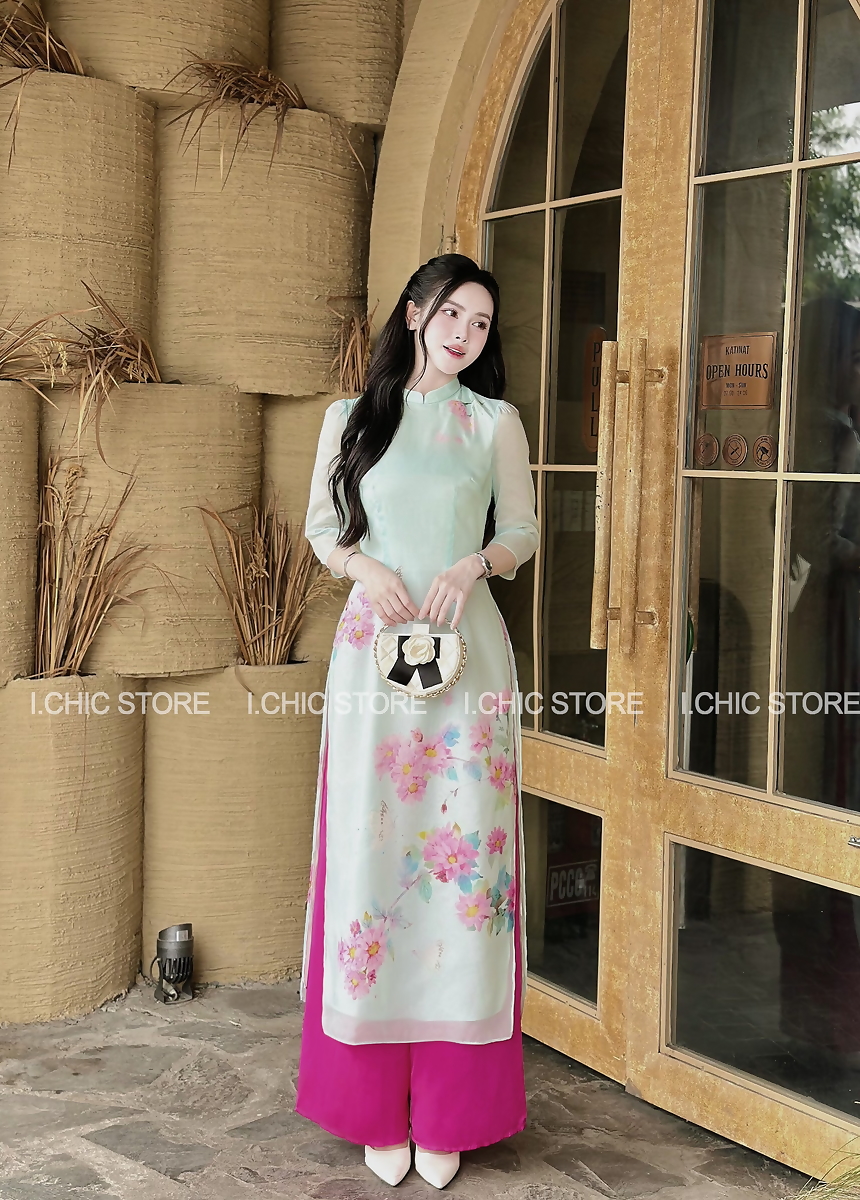 Áo Dài Thảo Tâm Xanh Mint